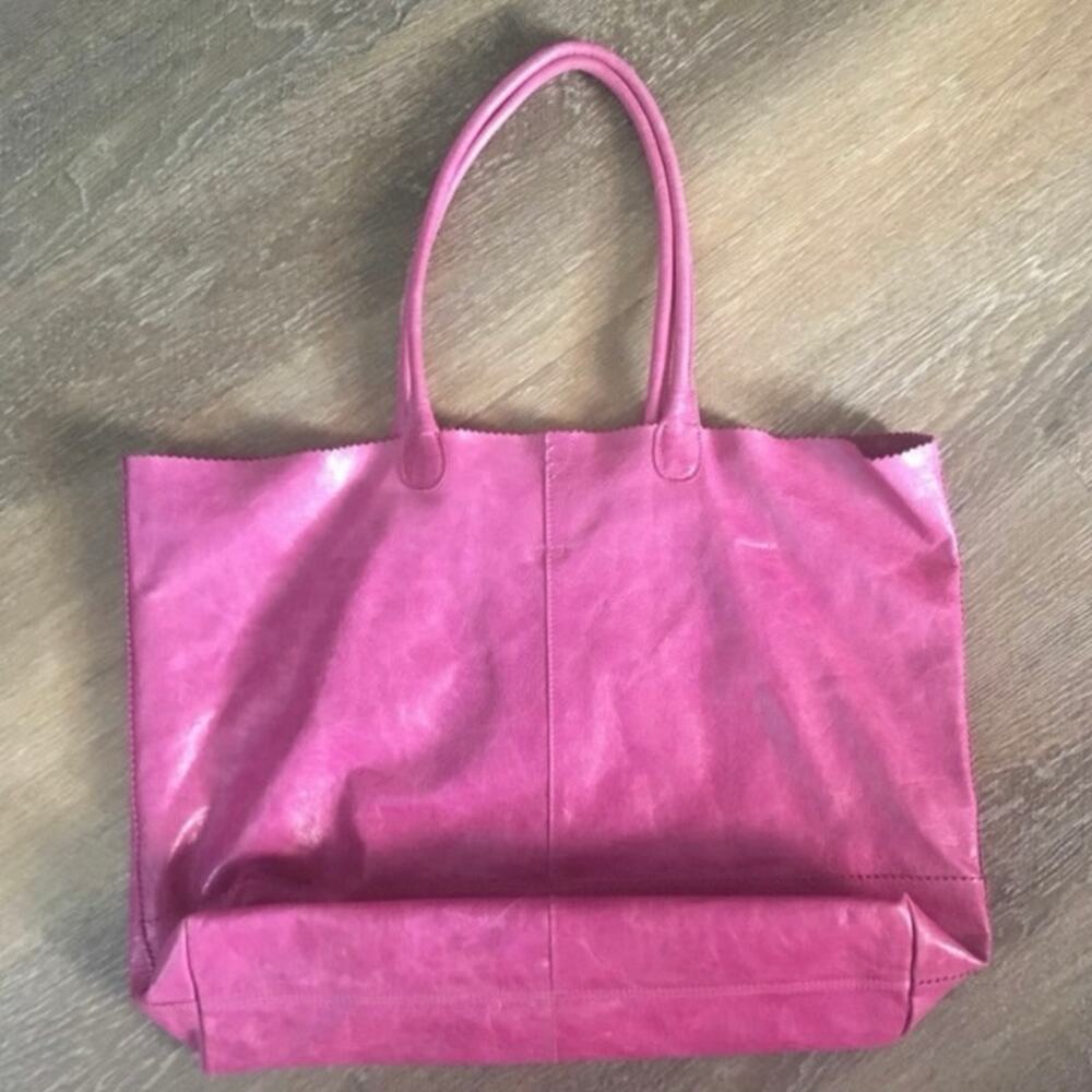 Hobo Purple Pink Boho Oversized Lightweight Leather Tote Shoulder Bag - Picture 3 of 5